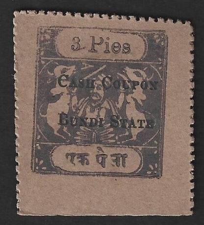 India Bundi State cash coupon 3 Pies