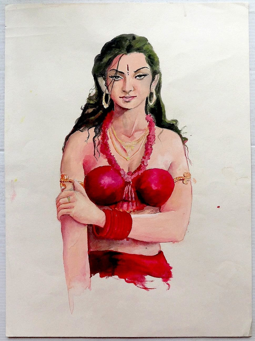 Indian beauty 11” x 15” painting on card