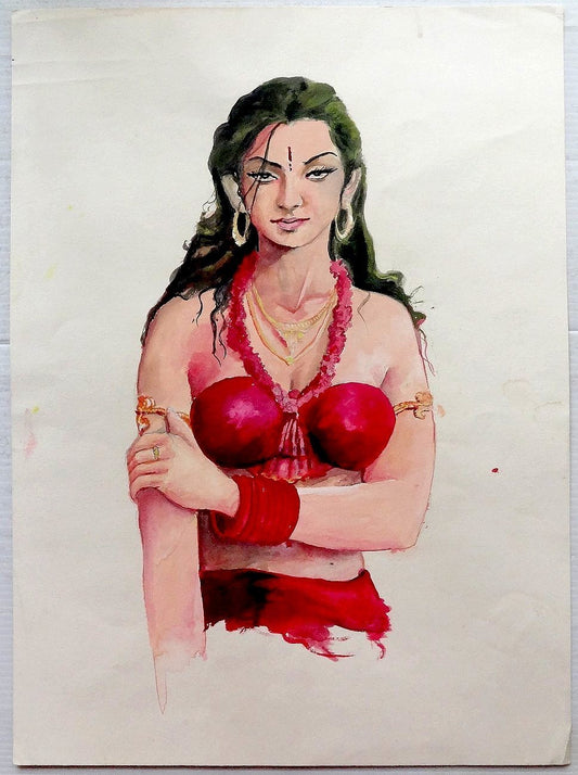 Indian beauty 11” x 15” painting on card
