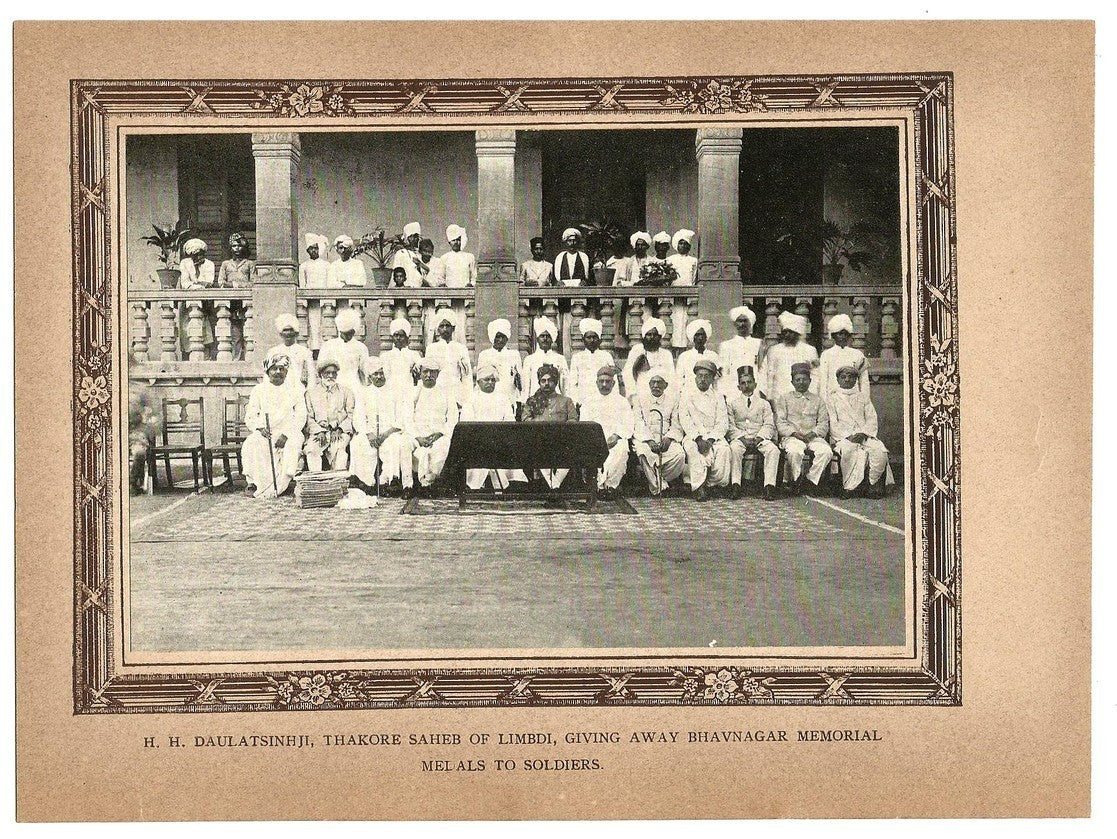India 1918 mounted print Bhavnagar War Hospital RAJA OF LIMBDI & SOLDIERS Ӝ