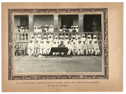 India 1918 mounted print Bhavnagar War Hospital RAJA OF LIMBDI & SOLDIERS Ӝ