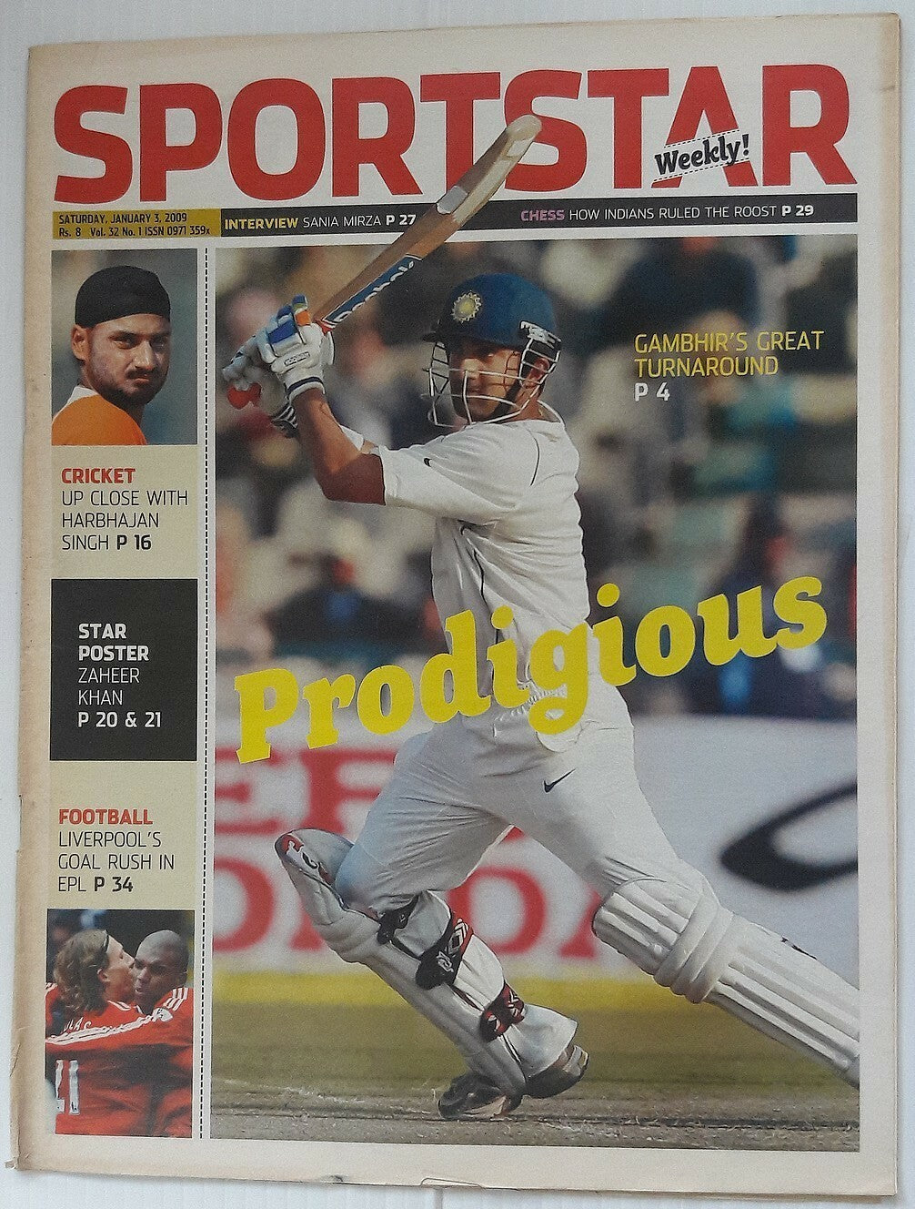 India Sportstar 2006-10 CRICKET cover issues 10” X 13” (5)