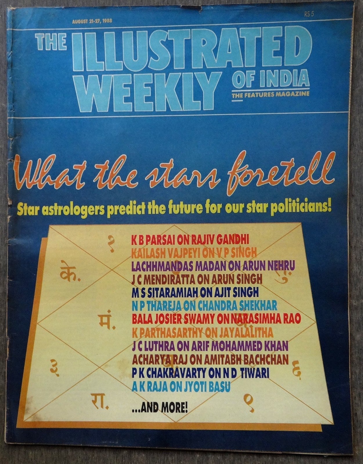 The Illustrated Wekkly of India 21 Aug 1988 Star astrologers predict the future