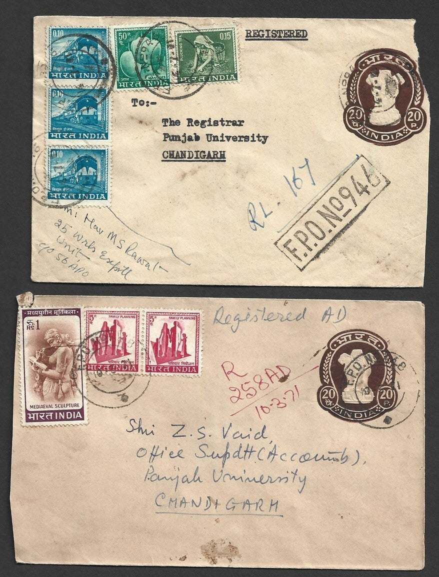 India 1960s-70s Military registered FPO (Field Post Office) covers (12)