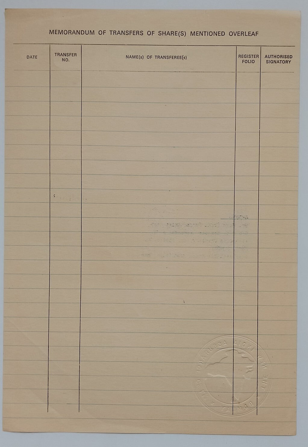 India THE NEW INDIA ASSURANCE CO LTD 1970 share certificate
