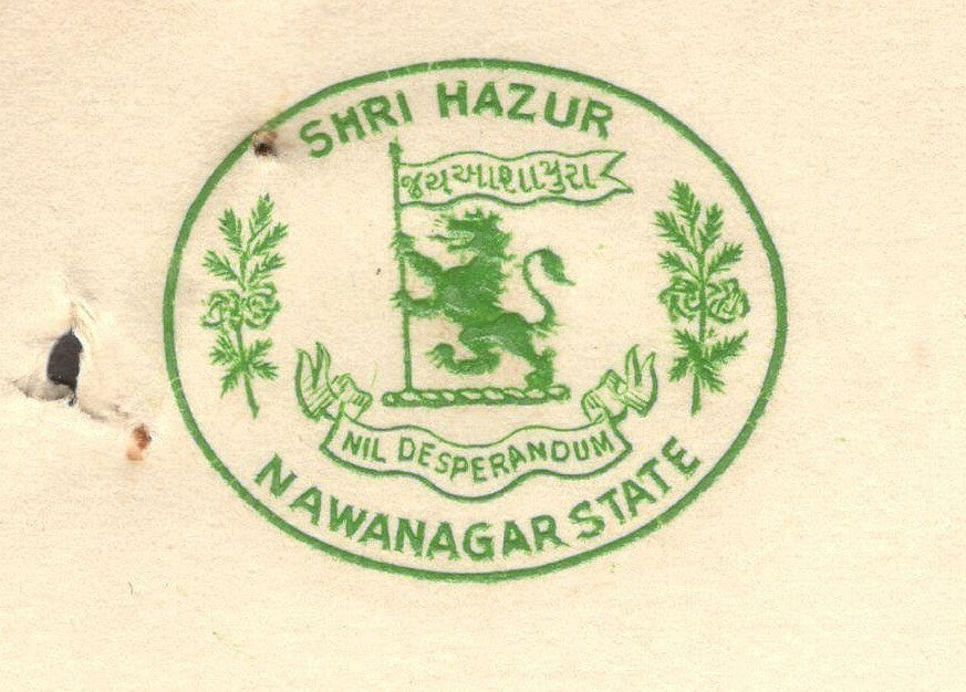 India 1943 crested letter NAWANAGAR STATE re: Influencing the Media
