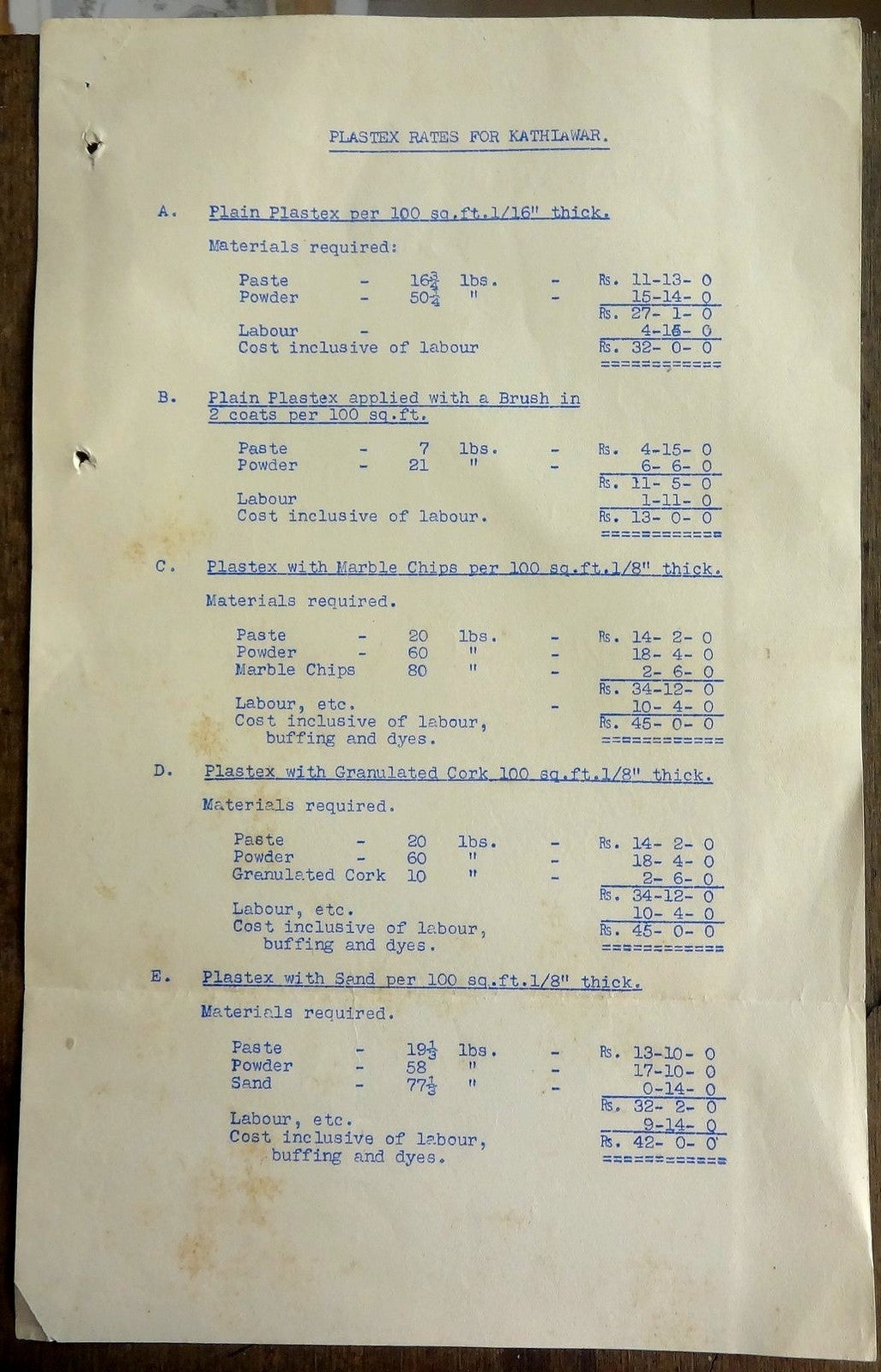 India 1939 PLASTEX RUBBER CEMENT advertisement folder & price lists