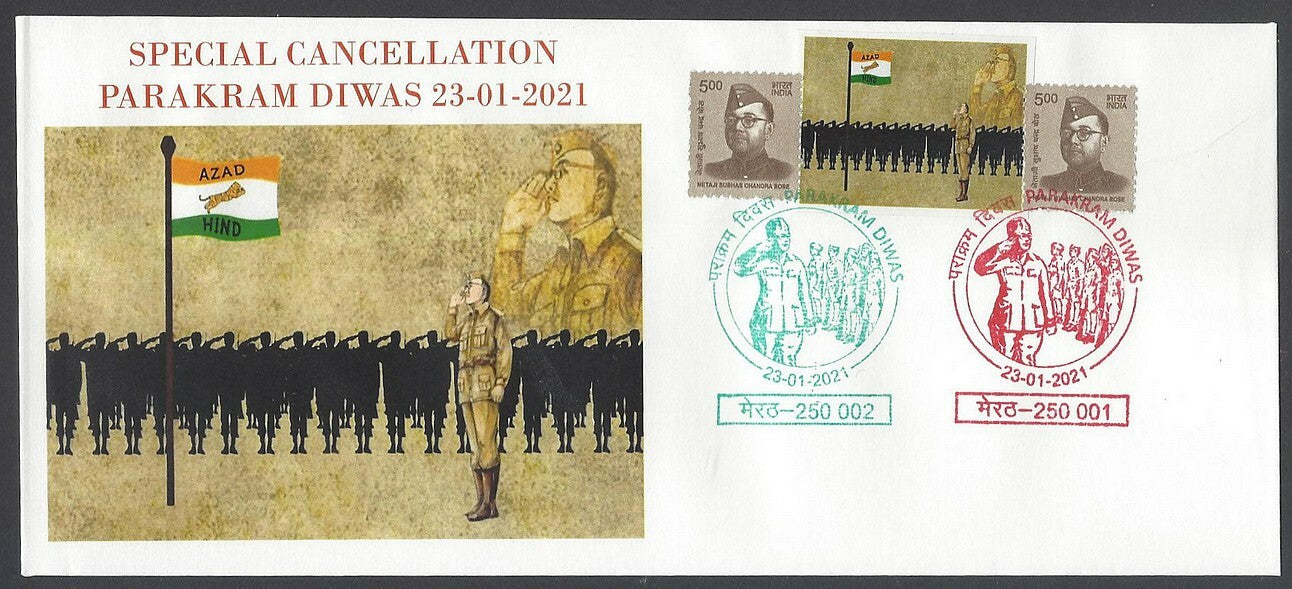 AOP India 2021 Netaji Jayanti Subhas Chandra Bose special cover with label