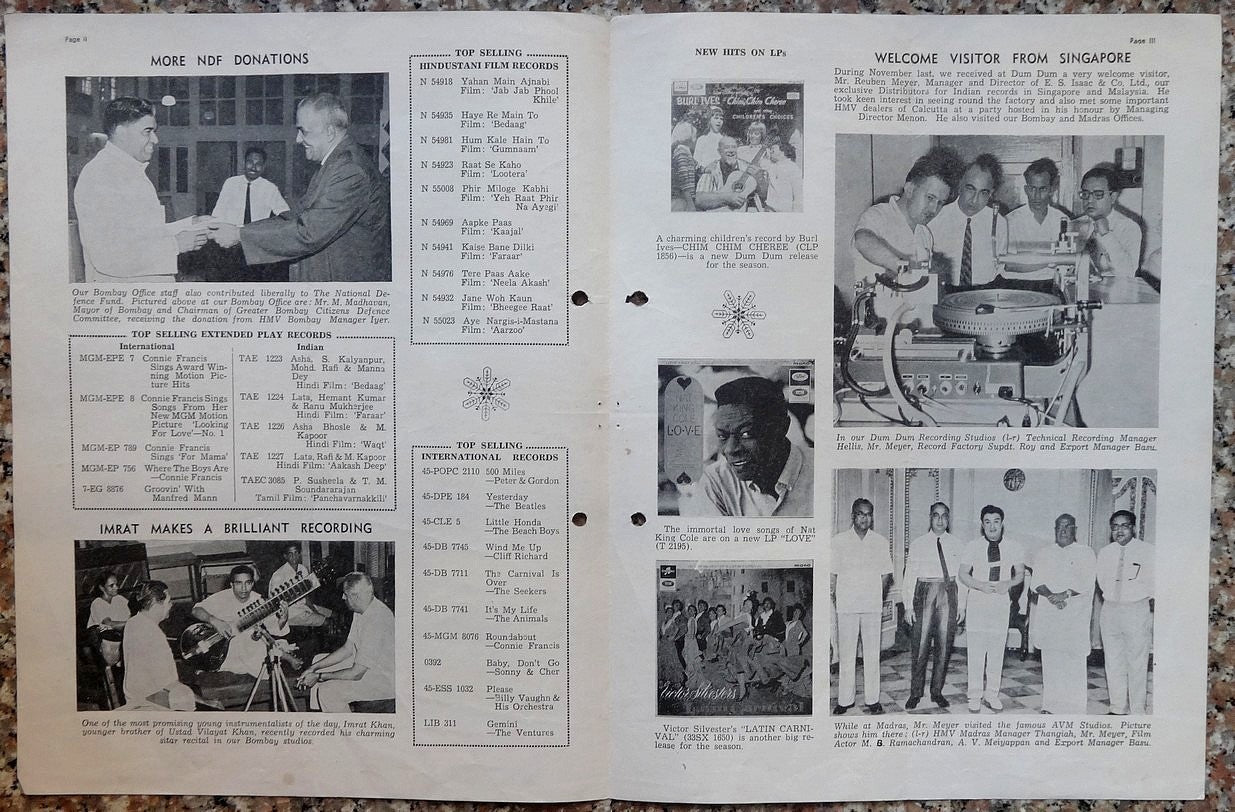 India THE VOICE December 1965 HMV Magazine - Lata Mangeshkar & Asha Bhosle