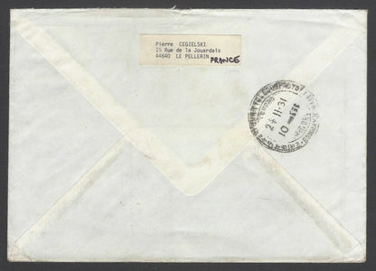 AOP France commemoratives on cover to India