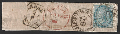 EIC Early Indian canc Martin Type 9II 1864 series "BHEELWARA/171" on 1869 cover