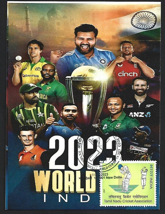 India 2023 ICC Cricket World Cup postcard CAPTAINS OF PARTICIPATING NATIONS