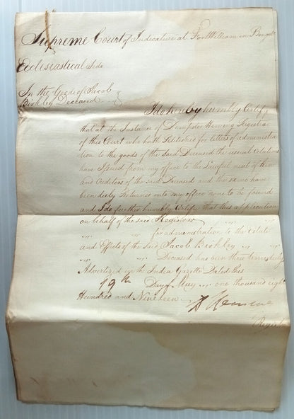 AOP India 1819 Supreme Court, Fort Williams, Calcutta document	