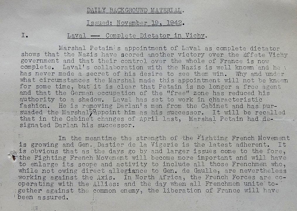 India WW2 1942 Propaganda briefing for Broadcasters Plunder of Indochina etc