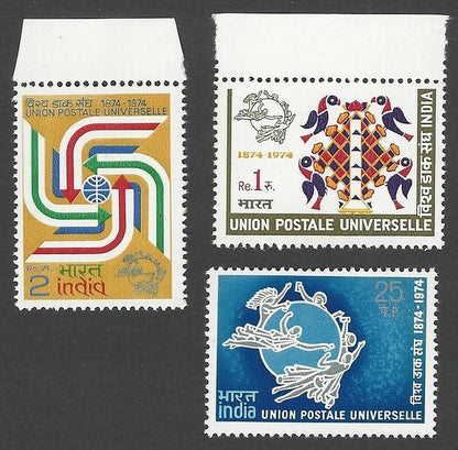 India 1974 UPU set of 3 MNH