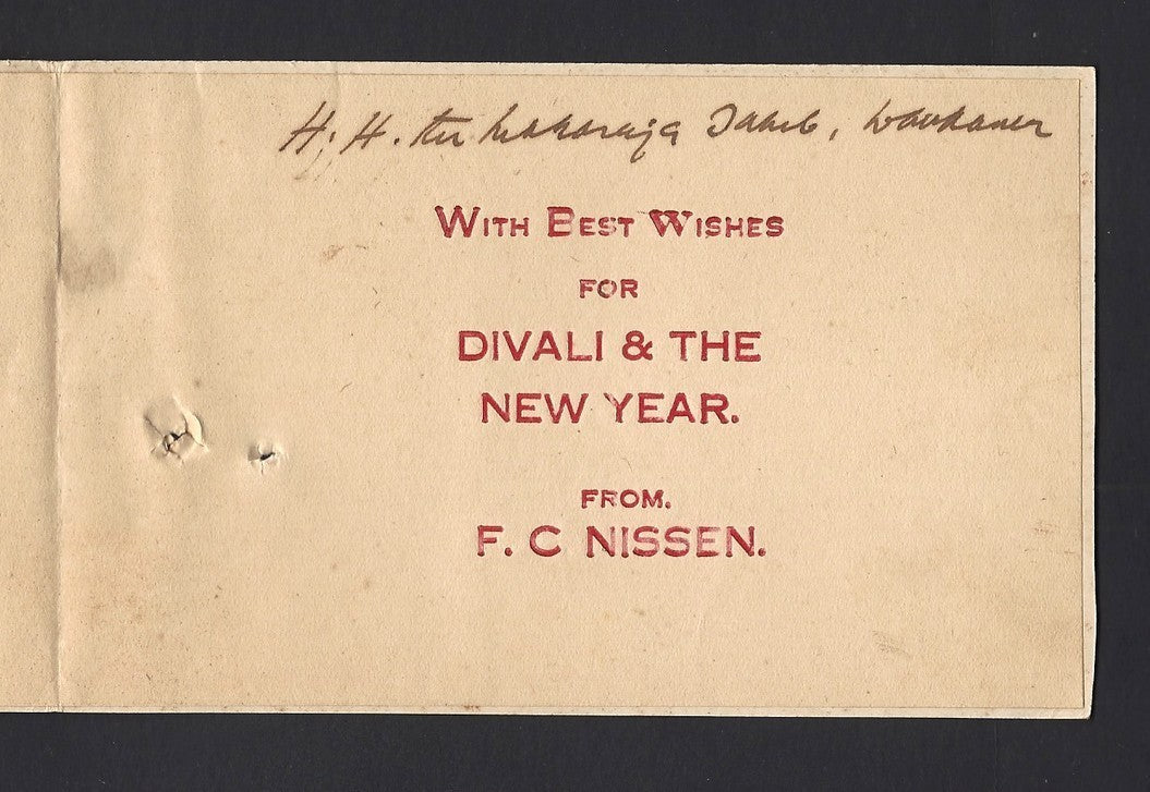 India 1935 Greeting card to Maharaja Wankaner with a map of India
