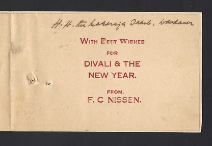 India 1935 Greeting card to Maharaja Wankaner with a map of India