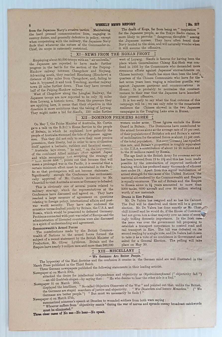 AOP India WW2 War News Weekly 1944 GANDHI RELEASED UNCONDITIONALY 8pgs