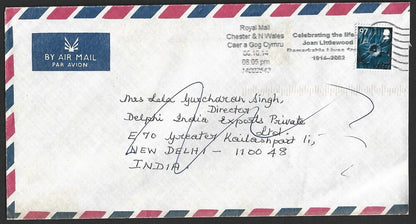 GB Wales 1999-2002 97p single franking on cover to India