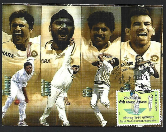 India Special CRICKET card 500th Test Match of India INDIAN BOWLERS
