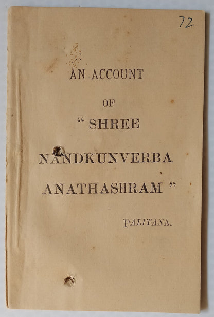 AOP India An Account of Shree Nandkunverba Orphanage PALITANA 23pgs