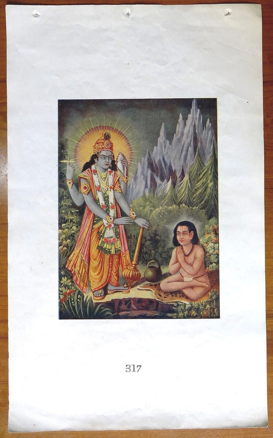 India 1941 11” x 17.5” poster LORD VISHNU Oriental Calendar Co Calcutta