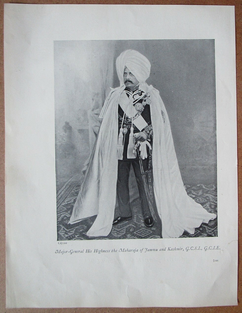 India 1912 2 sided book plate MAHARAJAS OF JAMMU AND KASHMIR & MYSORE 8x10