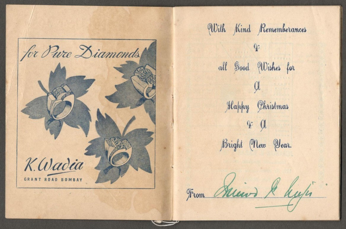 (AOP) India 1950 promotional dairy The Indian States & Estern Agency WIRELESS