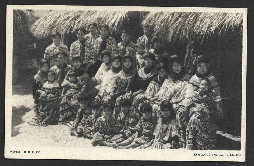 Chicago World's Fair 1933 postcard SEMINOLE INDIAN VILLAGE