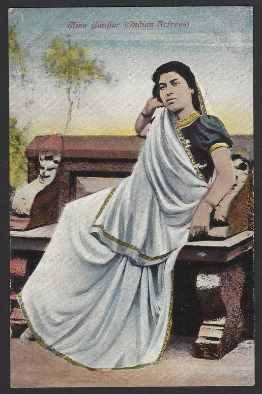India Bollywood vintage color postcard – MISS GAUHAR (Indian Actress)