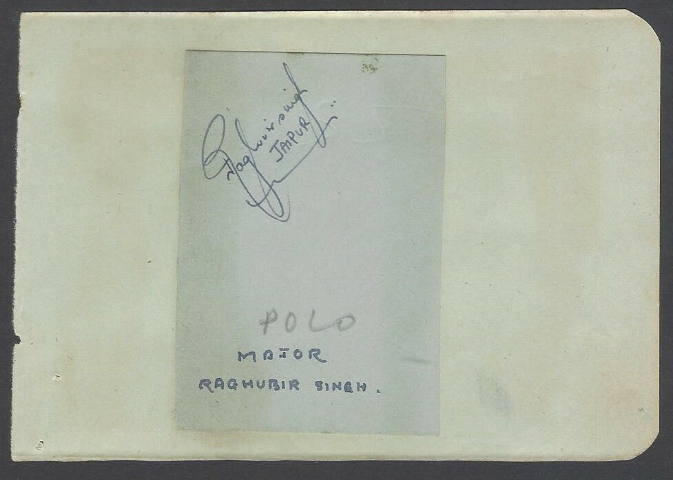AOP India POLO Major Raghubir Singh signed piece on autograph book page
