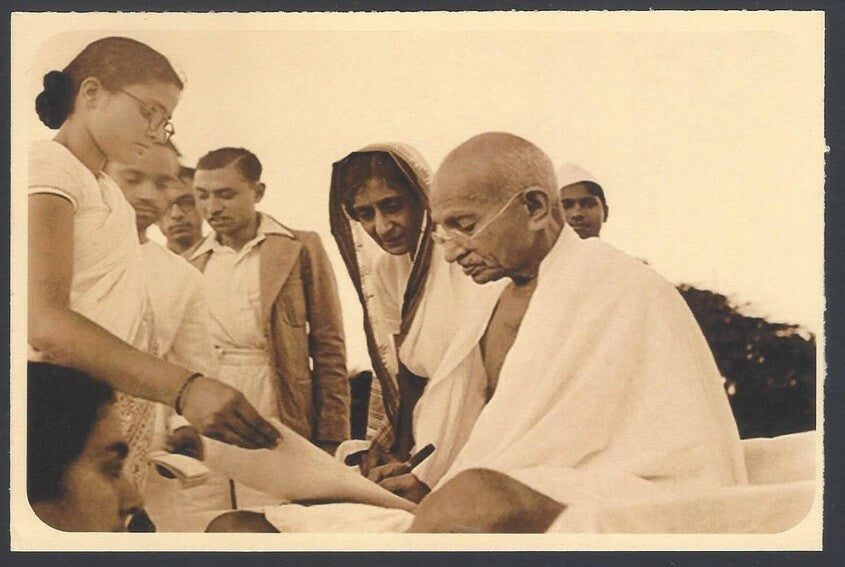 AOP India full back pictorial 50p Gandhi postal card GANDHI 