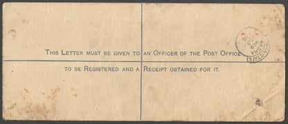 AOP India Patiala State KGV registered envelope used.to NABHA STATE Deschl R7C