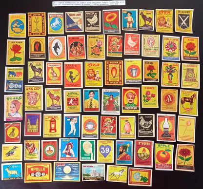 Collection of vintage matchbox labels India unusual graphics 900+ different