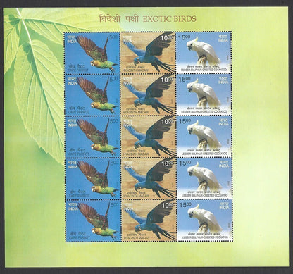 India 2016 Exotic Birds set of 2 sheetlets MNH