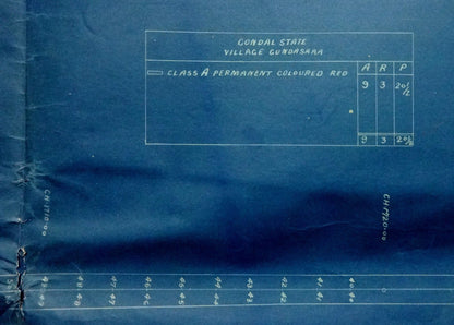 India 1899 Jetalsar Rajkot Railway signed LAND PLAN map blue print 20”x36” FAULT