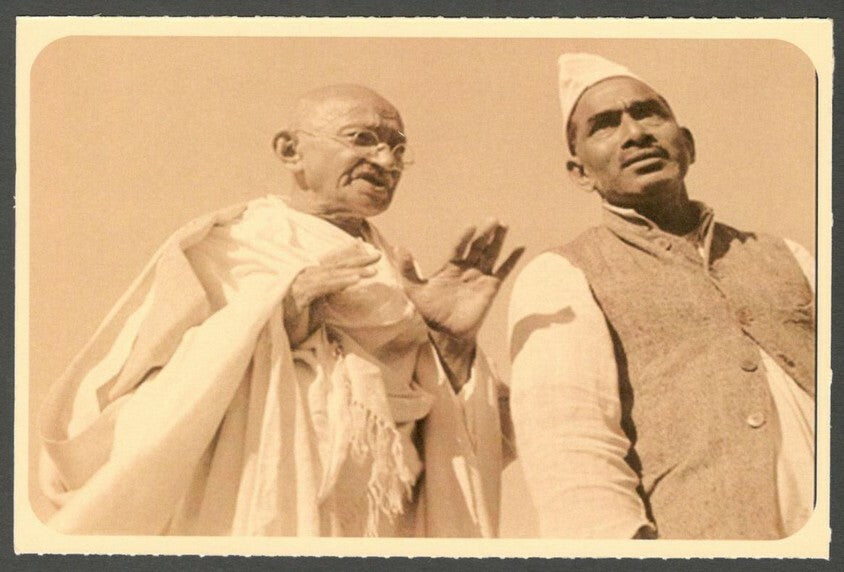 AOP India full back pictorial 50p Gandhi postal card GANDHI 