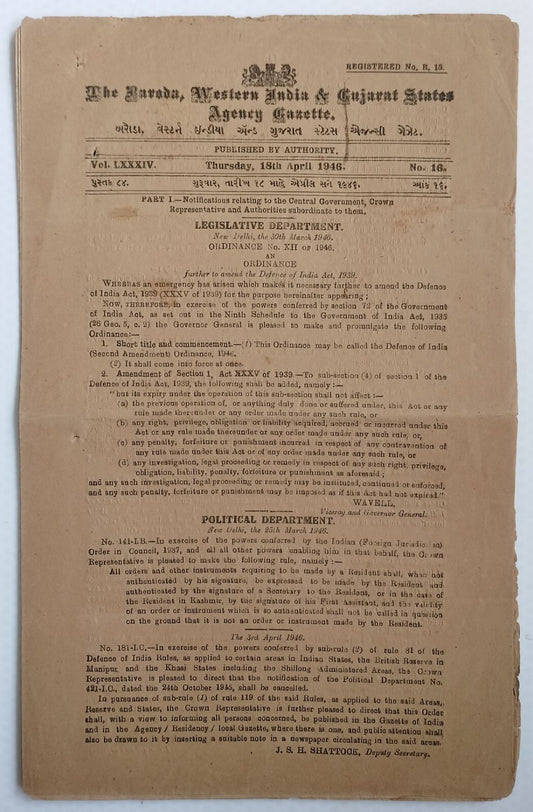 (AOP) India WISA Gazette 1946 Imported Transport Motor Vehicles Control Order
