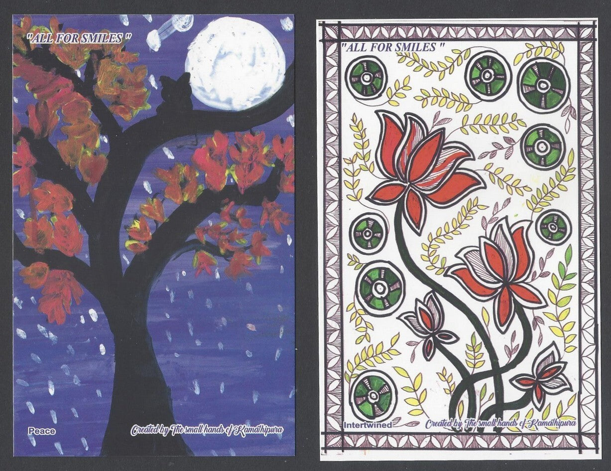 India ALL FOR SMILES Kamathipura Child Art Postcard Pack with 10 postcards 2022
