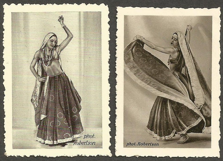 India 1930s dancer Meneka photographic German trade cards x 2