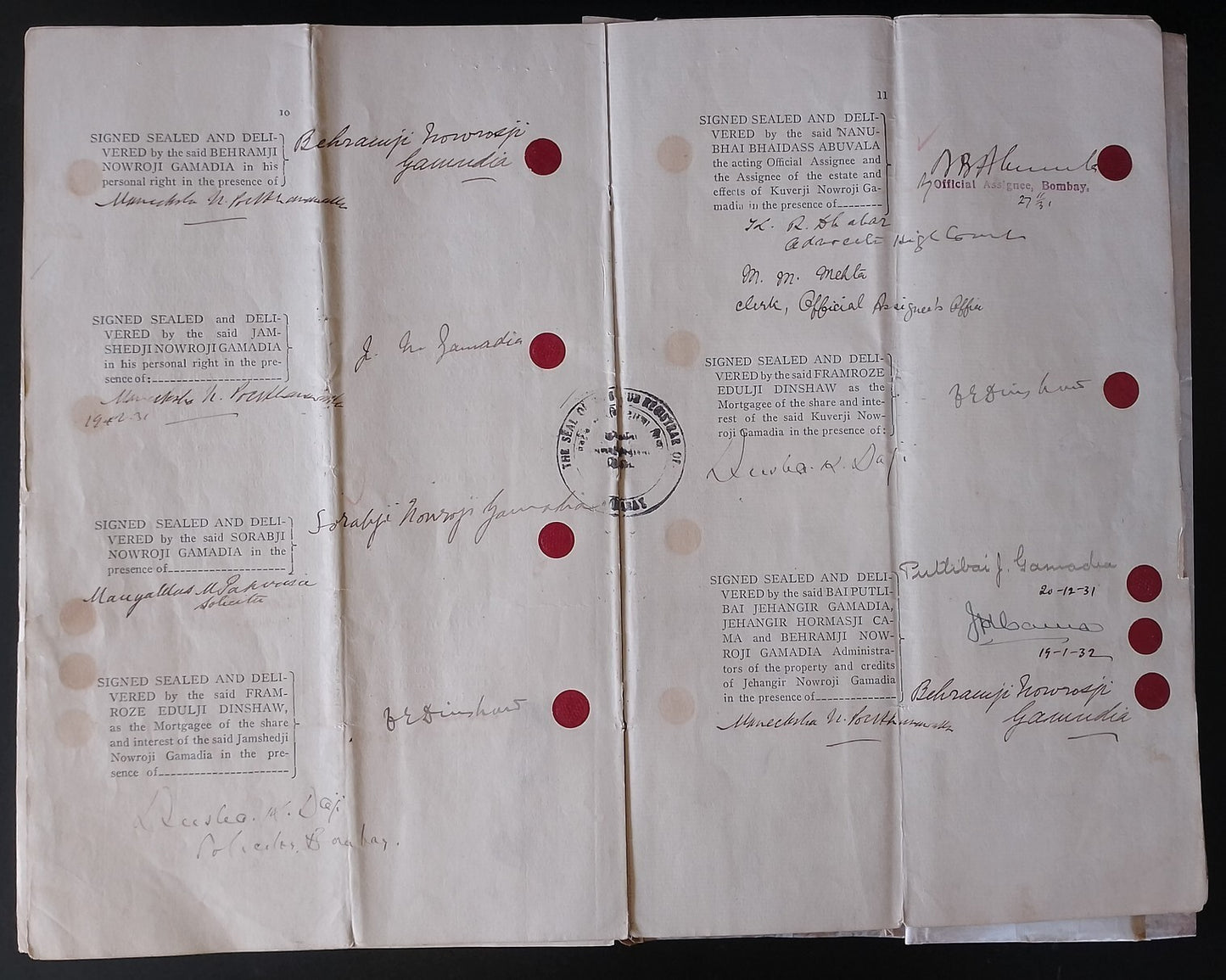 AOP India 1935 Indenture & MAP : Gamadia Estate 1932 signed F.E. Dinshaw, etc.