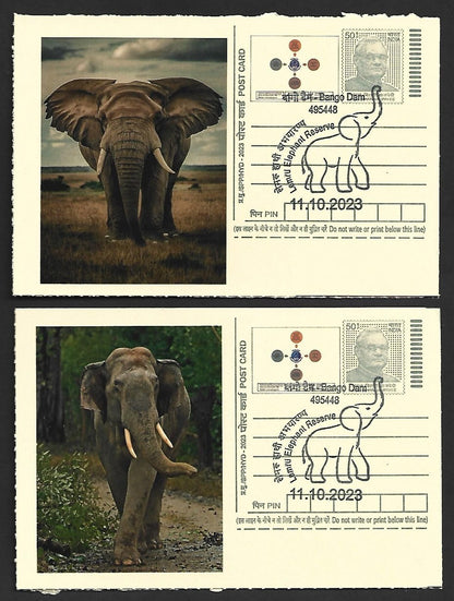India ELEPHANTS 2023 Lemru Elephant Reserve pictorial commemorative postcards x8