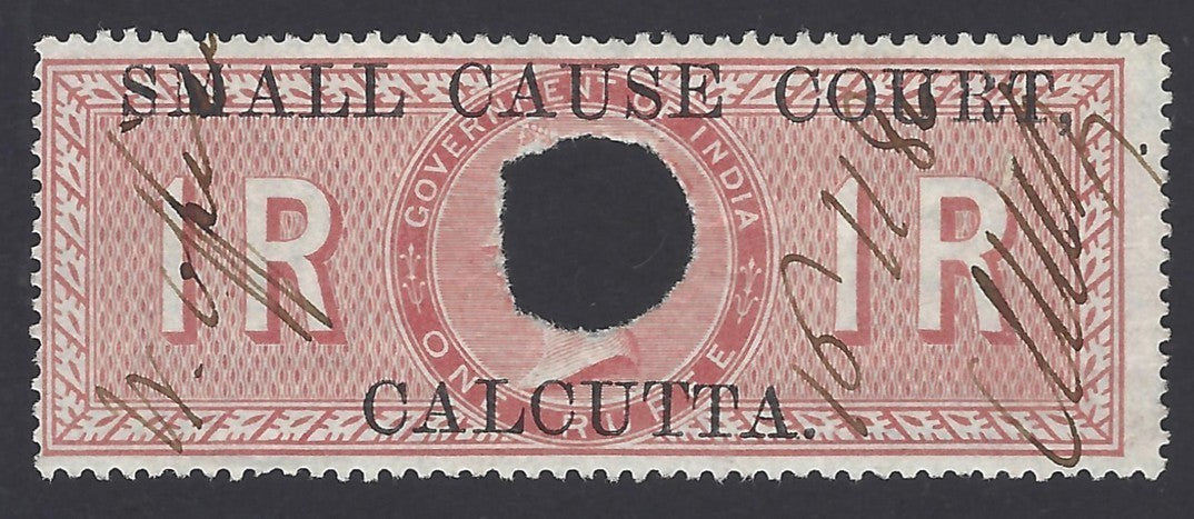 India SMALL CAUSE COURT CALCUTTA QV 1868- QV 1R on Sp Adh used. Barefoot #80