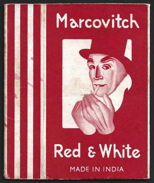 (AOP) India vintage empty cigarette packet outer Marcovitch RED & WHITE
