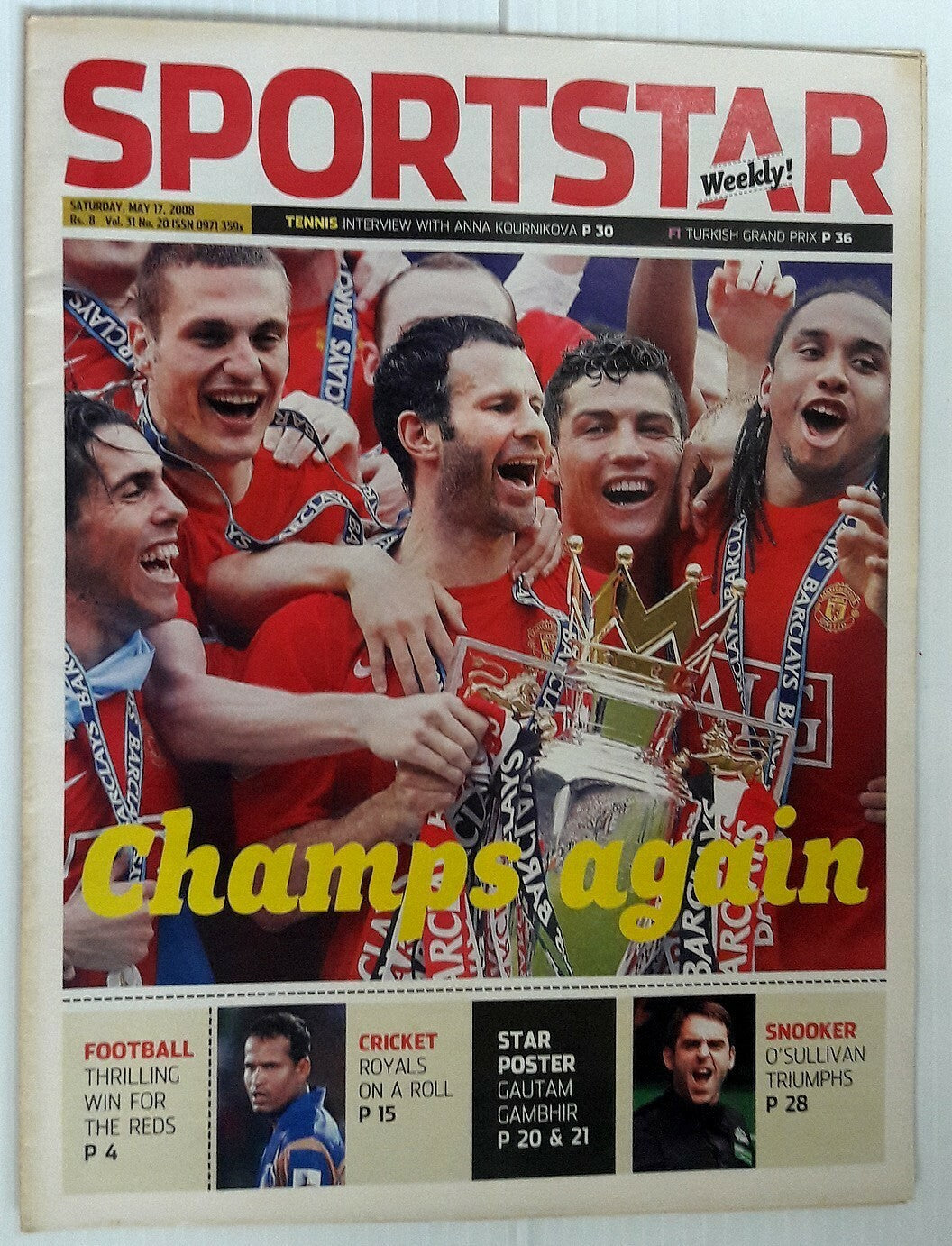 India Sportstar 2008-11 FOOTBALL cover issues 10” X 13” (5)