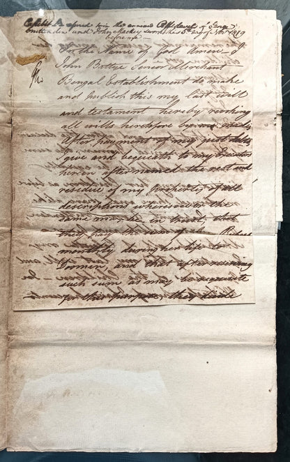 India King George IIII 1819 Fort William, Calcutta 2 page document