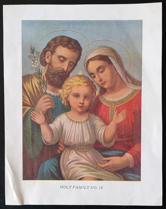 AOP India vintage poster Holy Family Baby Jesus Mary & Joseph 7x9 inches