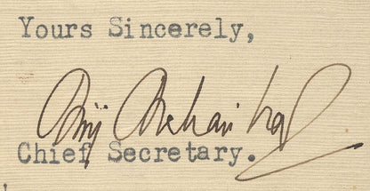 India 1946 crested letter CHIEF SECRETARY * BENARES STATE signed