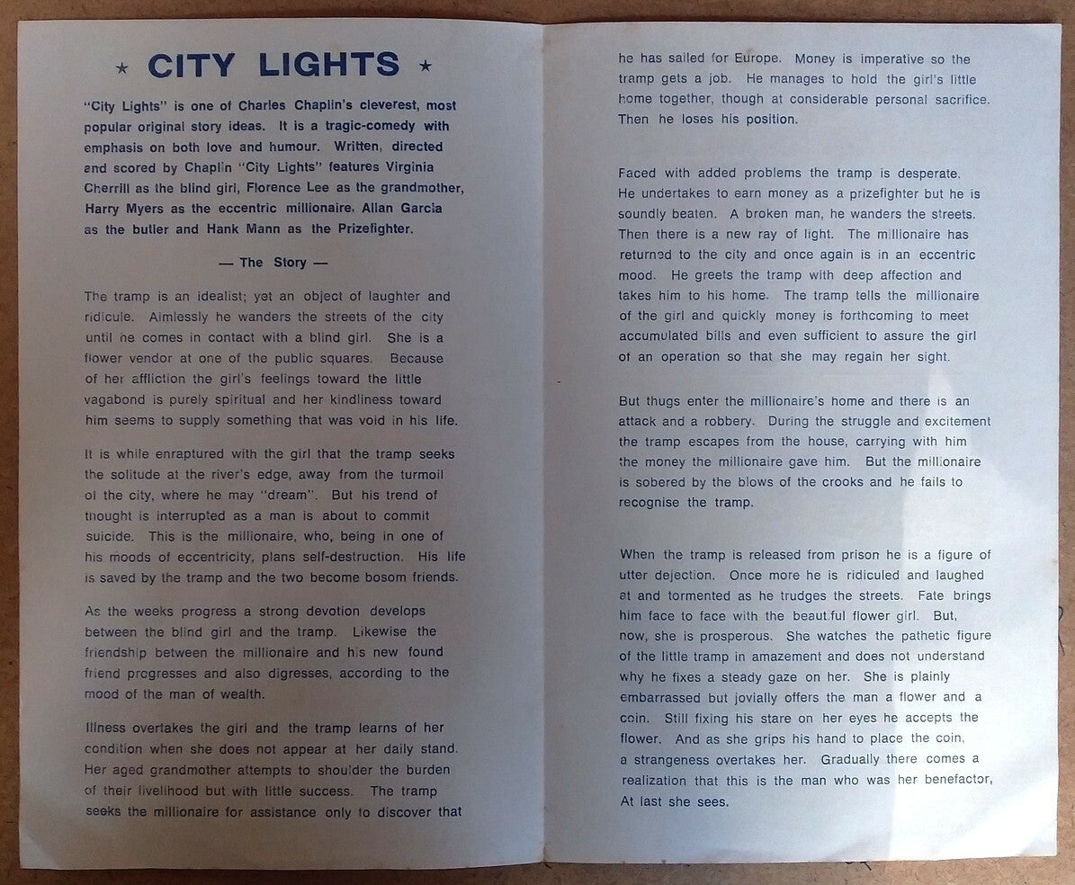Charlie Chaplin CITY LIGHTS herald for India
