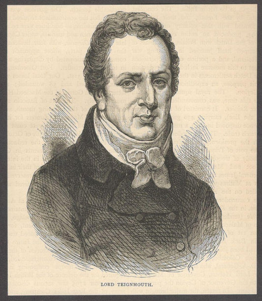India LORD TEIGNMOUTH engraved print ex libris Rousslet 1876 5.5"x4.5"